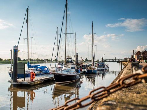 Five pontoons docked at South Quay in King's Lynn.